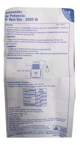 Sitel Dimmer Power Regulator for Din Rail 2500W 4