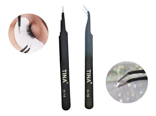 Misol Black Curved or Straight Extension Tweezers 0