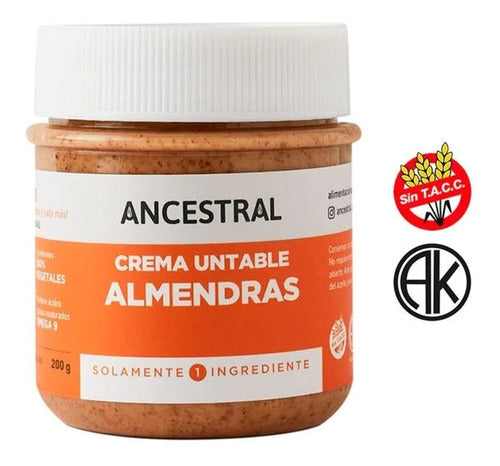 Crema Untable Dip Sin Tacc Vegano Ancestral Almendras 170 Gr 0