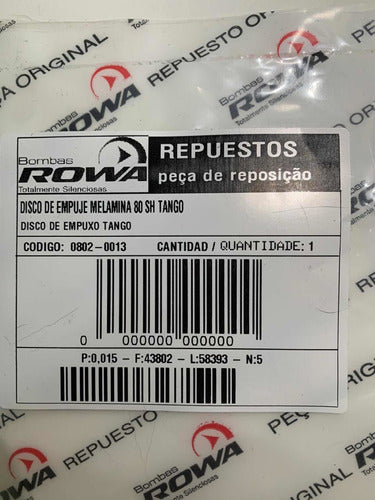 Replacement Rowa Melamine Push Disk 80 SH for Tango Line Pumps 2