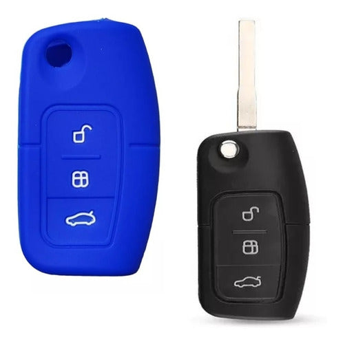 Cubre Volante + Funda Llave Silicona Ford Focus 2 - Azul 4