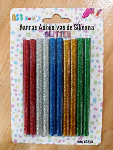 Barras Adhesivas Silicona Glitter 0,74cm X 10cm Pack X10 Un. 1