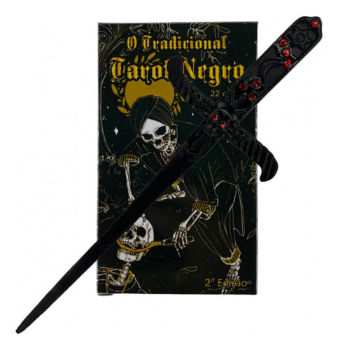 Kit Baralho O Tarot Negro 22 Cartas E Athame Preto 0