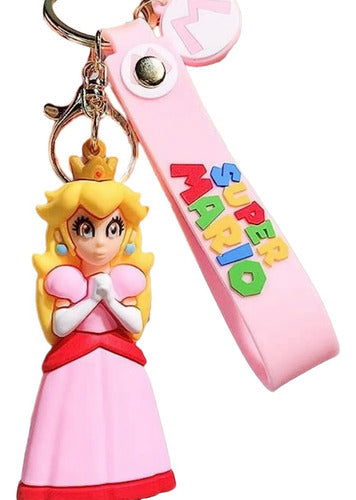 Set of 3 Super Mario Bros Luigi Peach Princess 3D Rubber Keychains Combo 1