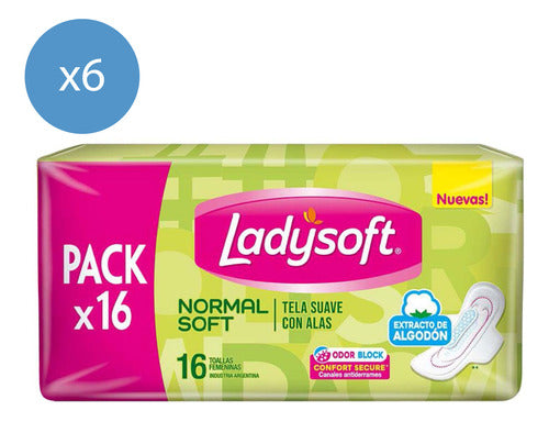 Ladysoft Normal Soft Towelettes Pack of 16 Units 0