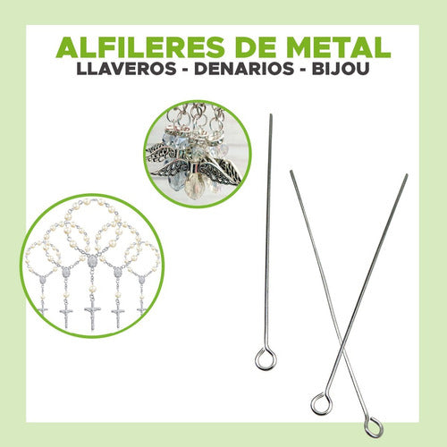 Alfileres Con Rulo 5 Cm Niquel X 140 Unid 25gr Bijou Llavero 2