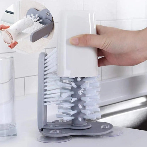 Double Brush Glass and Cup Washing Brush with Suction Cups Innovation 1