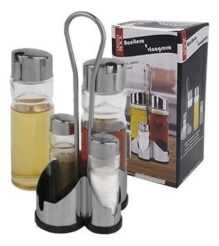 Crystal Rock Combo X10 Set Glass Oil and Vinegar Dispenser with Table Salt Shakers 2