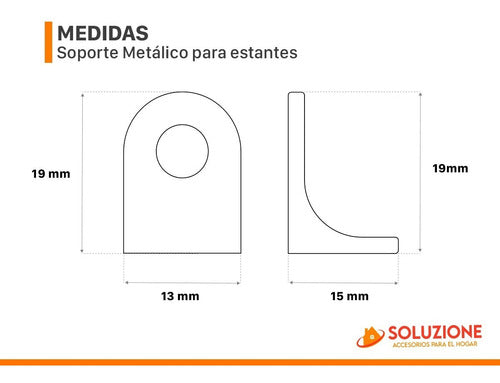 Soluzione Escuadra Zamak Metálica Soporte Estantes X 50 Unidades 2