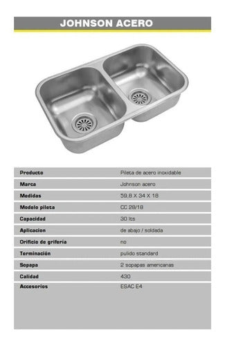 Johnson Bacha Doble Combo CC28/18 with Peirano Betis Faucet 3