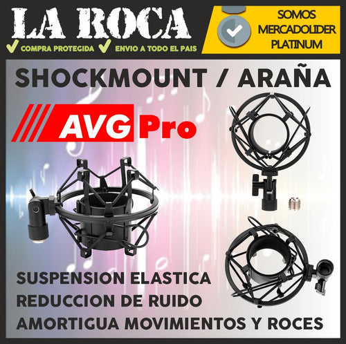 AVG PRO Combo Pie Microfono + Araña Shockmount 4