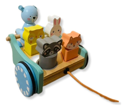 Carrito De Animales En Madera 0