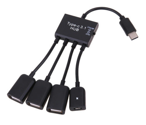 USB Type C OTG Hub with 3 USB 2.0 Ports and 1 Micro USB Power Input 0