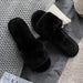 PlatinumStore Black Open-Faced Plush Slippers for Women 2