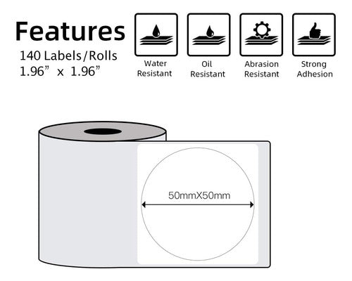 Phomemo Circular Adhesive Label Roll 5 Cm X 5 Cm 1