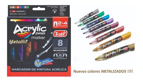 Trabi Acrylic Pop Metallic Markers X8 2