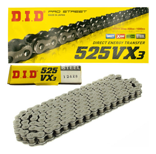 D.I.D Transmission Chain Japan 525 Vx X 124 Fb X'ring 0