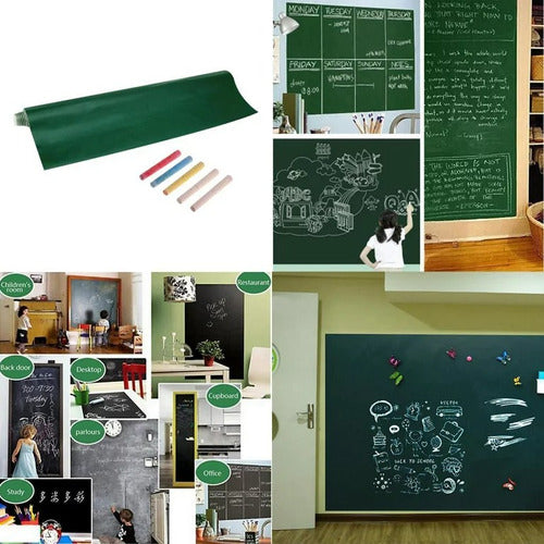 Galario Productos Pizarrón Verde Adhesivo 42x200cm - Set of 5 with Chalk 1