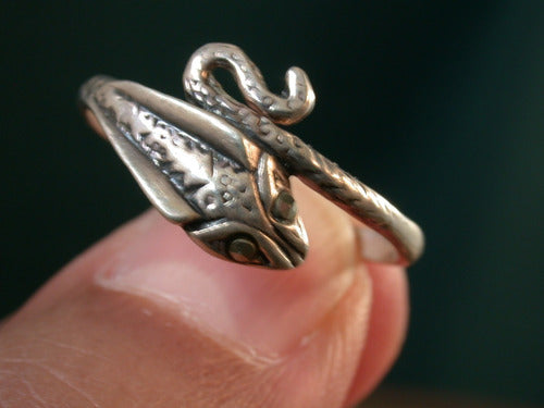 Luli 925 Silver Viper Snake Ring with Marquesitas Unisex 3