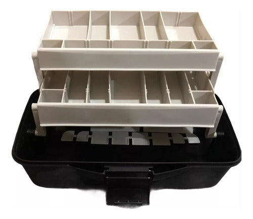 Fishing Tackle Box Caster Two Trays 27 Compartments 35x20x19cm 007 0