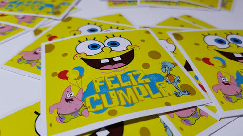 MuchoEvento Stickers Deco Feliz Cumple Bob Esponja Autoadhesivos X30u 4