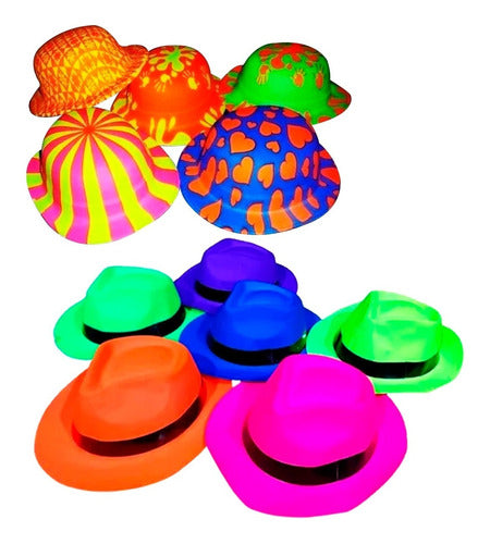 20 Fluo Party Hats Combo - Assorted Styles 0