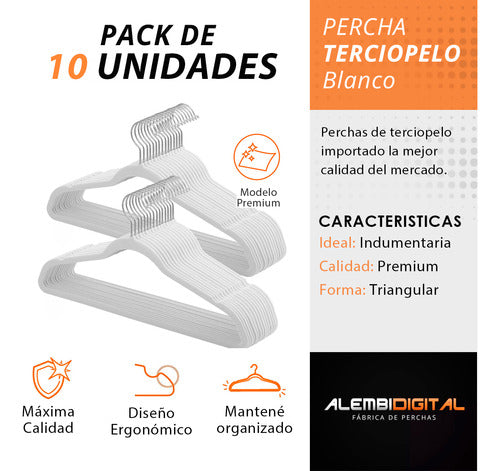 Perchas Terciopelo Antideslizantes Ultradelgadas Blancas 2