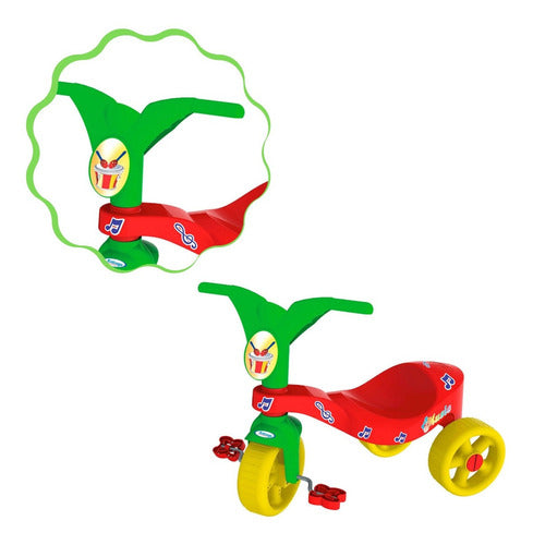 Triciclo Infantil Pop Music Vermelho E Verde Xalingo Totoka 2