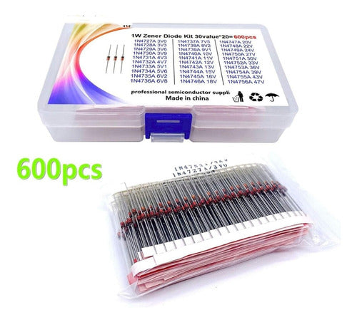 Kit 600 Diodos Zener 1w Regulador Diodo 30 Valores Arduino 1