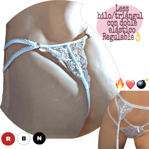 Sexy Lace Lingerie Set: Bralette+Thong+Suspender Belt+Optional Stockings 7