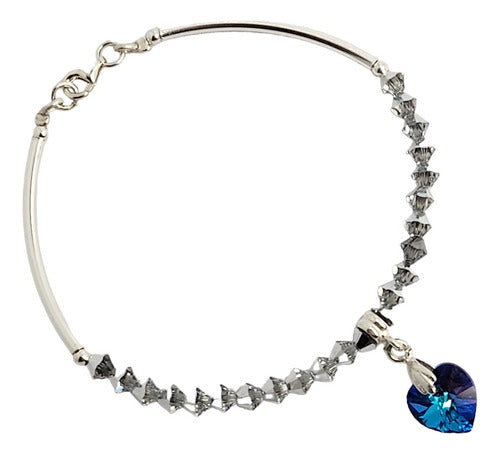 Swarovski Heliotrope Heart charm Bracelet in Sterling Silver 0