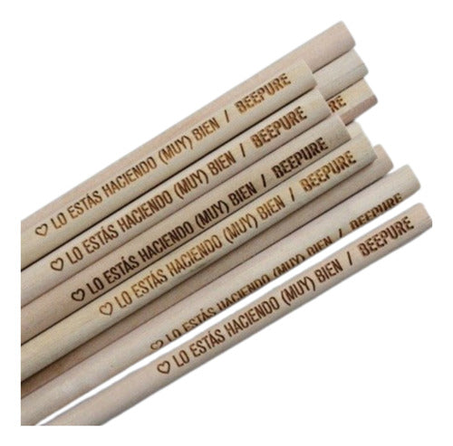 One Express 30 Natural Wood Black Pencils Laser Engraved or Printed 5