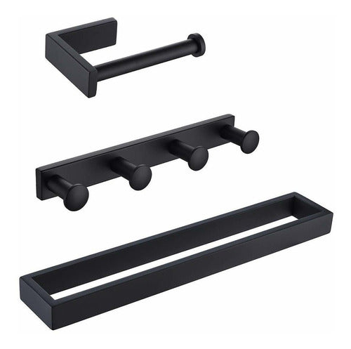 Miyili Matte Black 3-Piece Bathroom Accessory Set 0