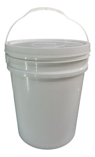 20-Liter White Plastic Bucket with Lid for Food Storage 0