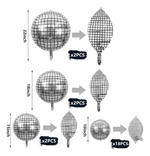 Spfyunion Metallic Disco Balloons in Various Sizes: 10, 15, 18, and 22 Inches 1