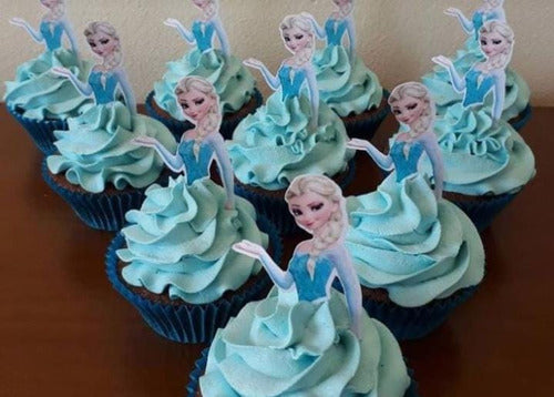 Topper Cupcake X12 + Topper Pinchos Para Torta Frozen 1