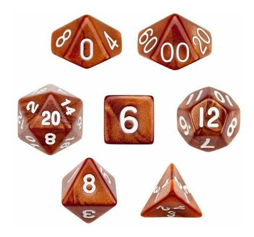 WiZ Set of 7 Pearl Brown Dice - Dungeon & Dragons & Vampire 1