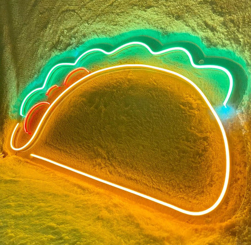 Mexican Taco LED Neon Sign - Transparent Acrylic 2