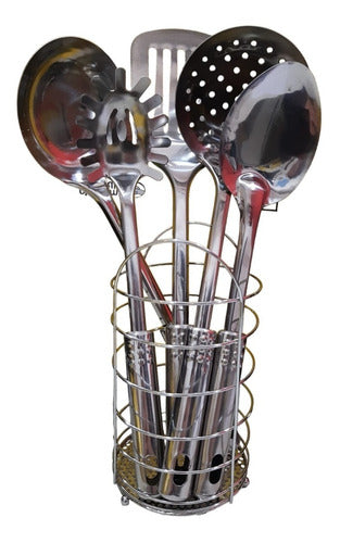 Professional Stainless Steel Kitchen Utensil Set with Organizer Stand - 6 Pieces 4