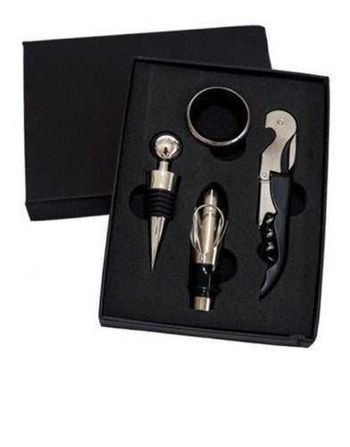 CM Wine Accessories Kit in Box - 4 Piece Stainless Steel 0