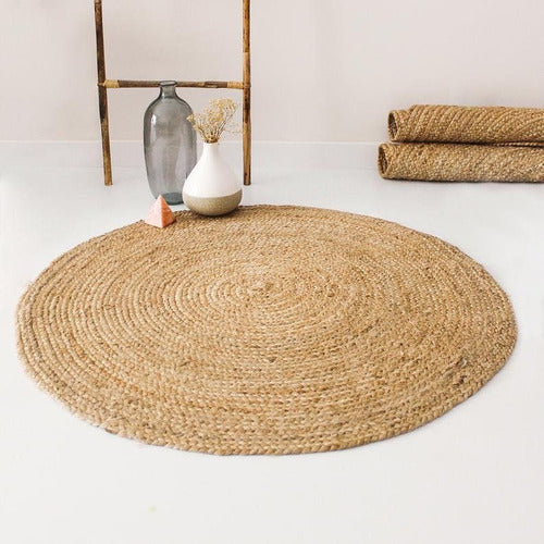 Home & Home Round Jute Rug 100% Natural 90cm Made in India 3