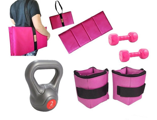 Service Gym Kit Entrenamiento Rosa Colchoneta Rusa Tobill 1kg 0