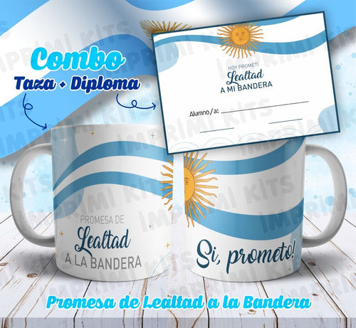 Imprimi Kits Combo Diseños Diplomas Y Tazas Jura Promesa A La Bandera 3