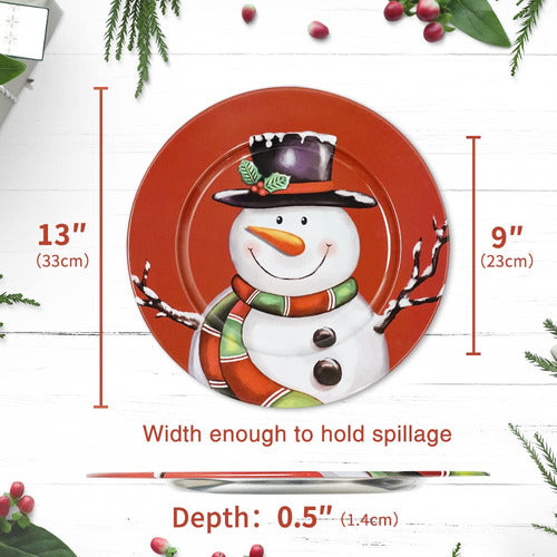 Putuo Decor Christmas Snowman Plates Set of 4 3