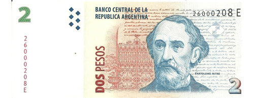 Billete 2 Pesos Convertibles Serie  E  Botero -3217 0