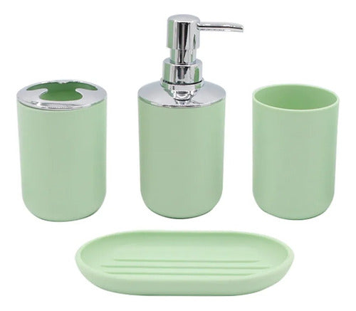 Generic Juego De Baño 4 Piezas Dispenser Vaso Jabonera Colores 1