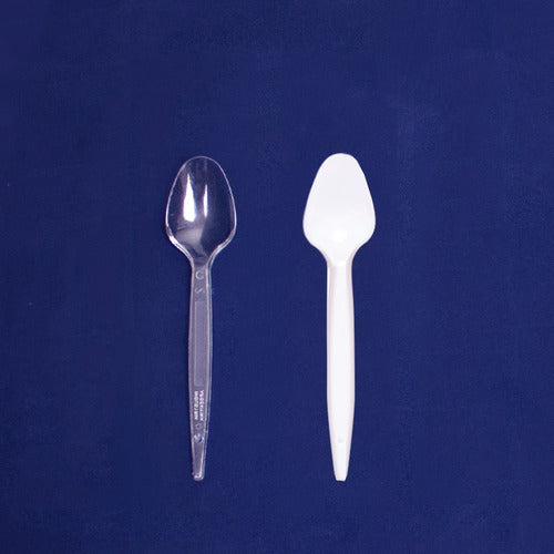 Acha Plast Disposable Sundae Spoon White/Clear Pack of 1000 0