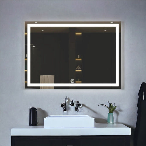 Rectangular LED Touch Light Mirror 80x60cm Cool or Warm White 6