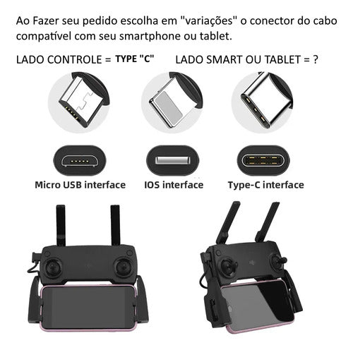 Cabo Otg  Nylon 9,3cm Rc Port P/ Dji Mavic Pro, Air, Mini Se 1