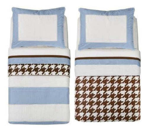 Bacati - 4 Piece Bedding Set, Blue, White 0